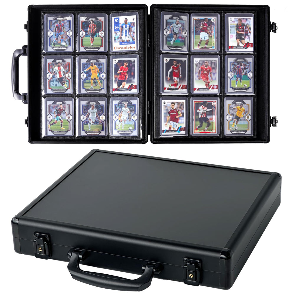 Azamou top loader binder hard shell case protects cards during storage.