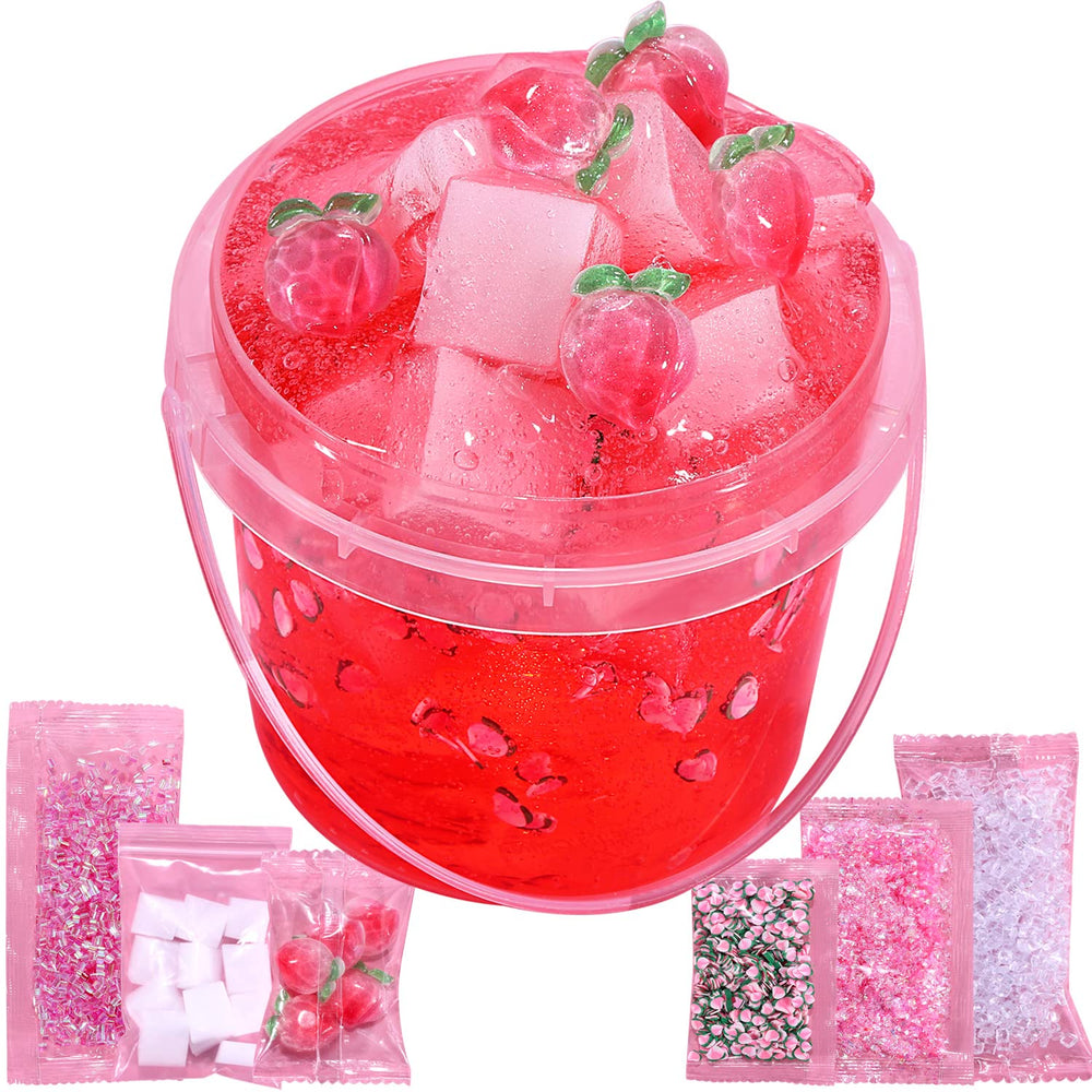 Azeperoy premade peach pink jelly cube slime in a jar for tactile play and exploration