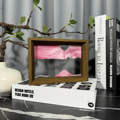 AzureLeap moving sand art pink sea scene in glass frame, a calming desk centerpiece