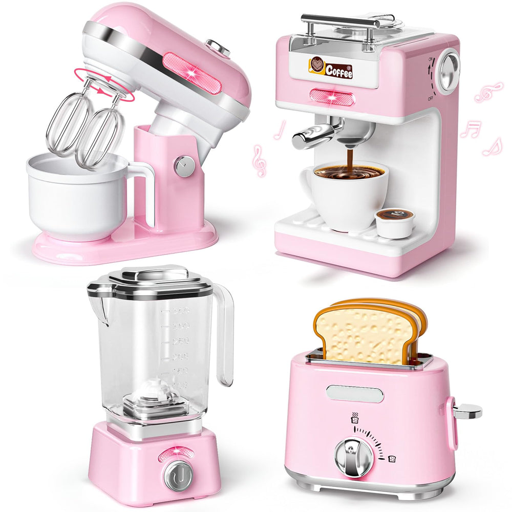 B Bascolor kids kitchen toy coffee maker with lights boosts imaginative play and fine motor skills.