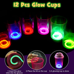 B Bascolor cup lids pair with glow cups for spill-free glowing drinks.