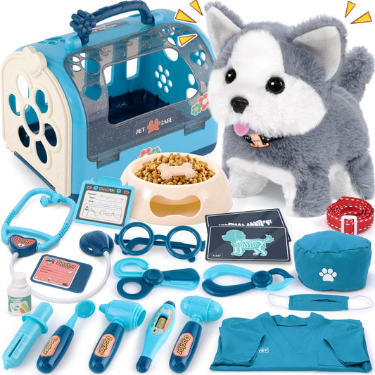 B Bascolor vet kit dog toy pack promotes imaginative play and caregiving skills.