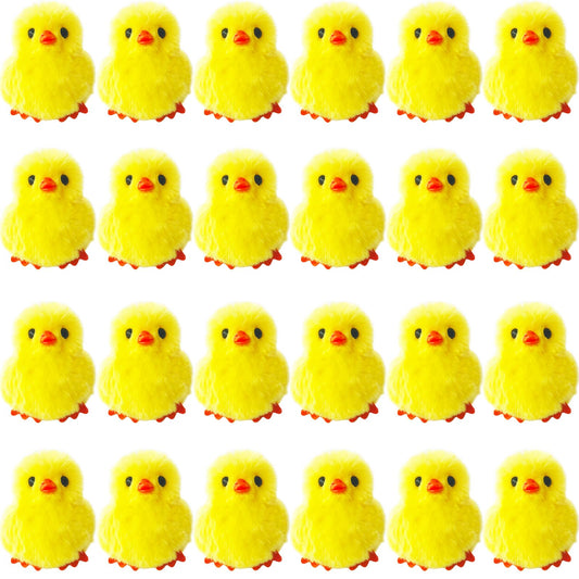 Baaxxango Easter fluffy chicks 24-pack for charming seasonal decorations.
