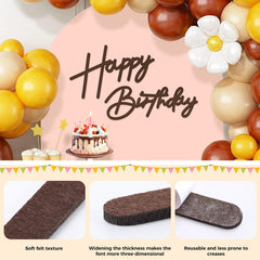 Babenest brown felt backdrop with balloons demonstrates secure 3M-tape adhesion on a wall.