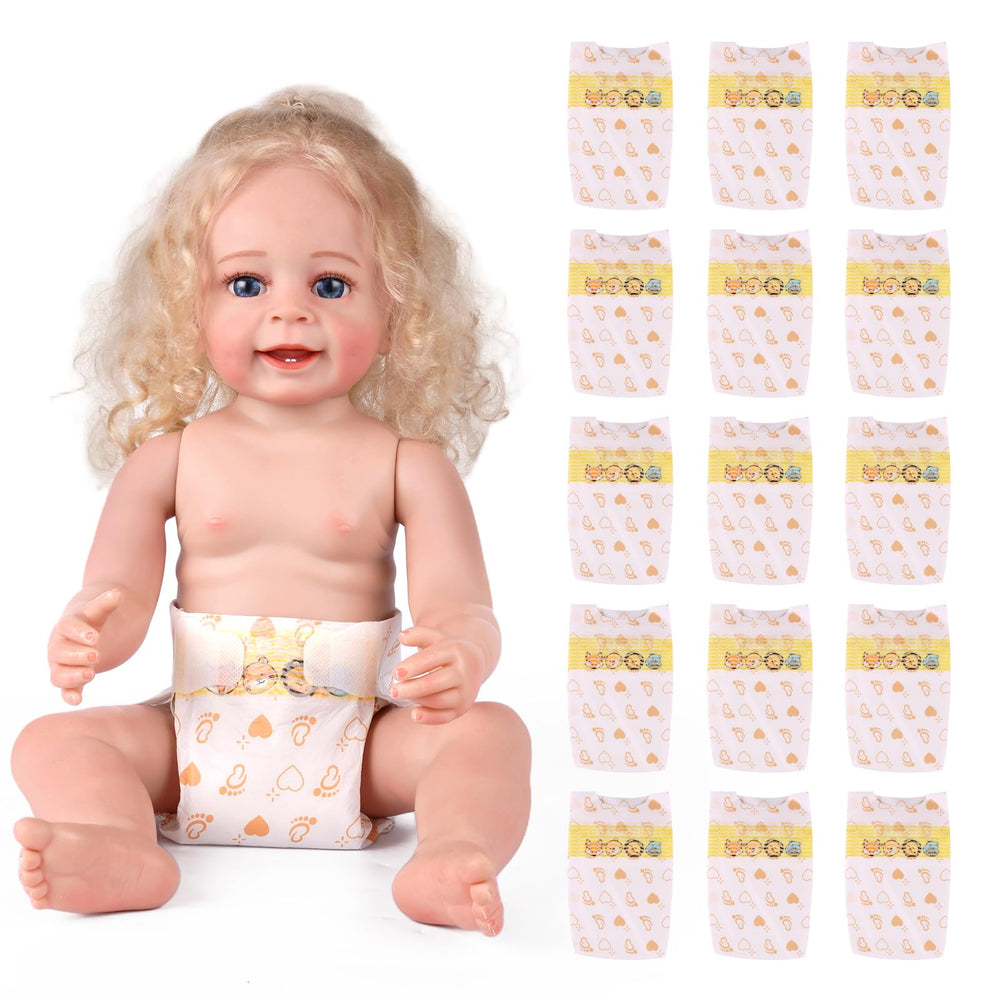 BABESIDE 15-piece diaper set for 17-24 inch dolls with animal patterns for realistic dressing.