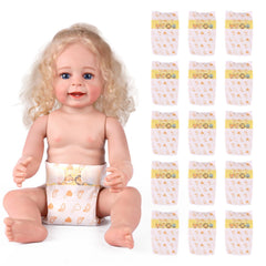 BABESIDE 15-piece diaper set for 17-24 inch dolls with animal patterns for realistic dressing.