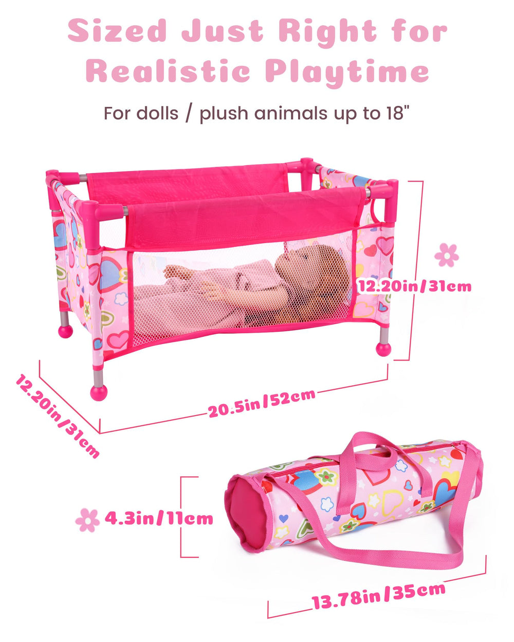 BABESIDE 18-Inch crib dimensions extended help plan space before play.