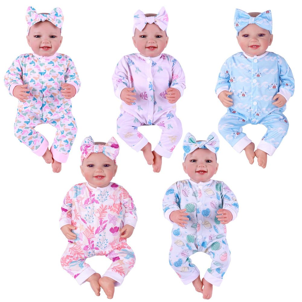BABESIDE fish-pattern doll clothes for 17-22 inch dolls, easy to swap during playtime.