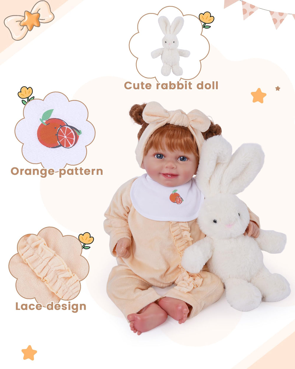BABESIDE doll clothes onesie clearly fits 17-22 inch dolls for easy dressing