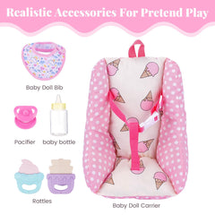 BABESIDE carrier set bib helps keep mealtime pretend play tidy.
