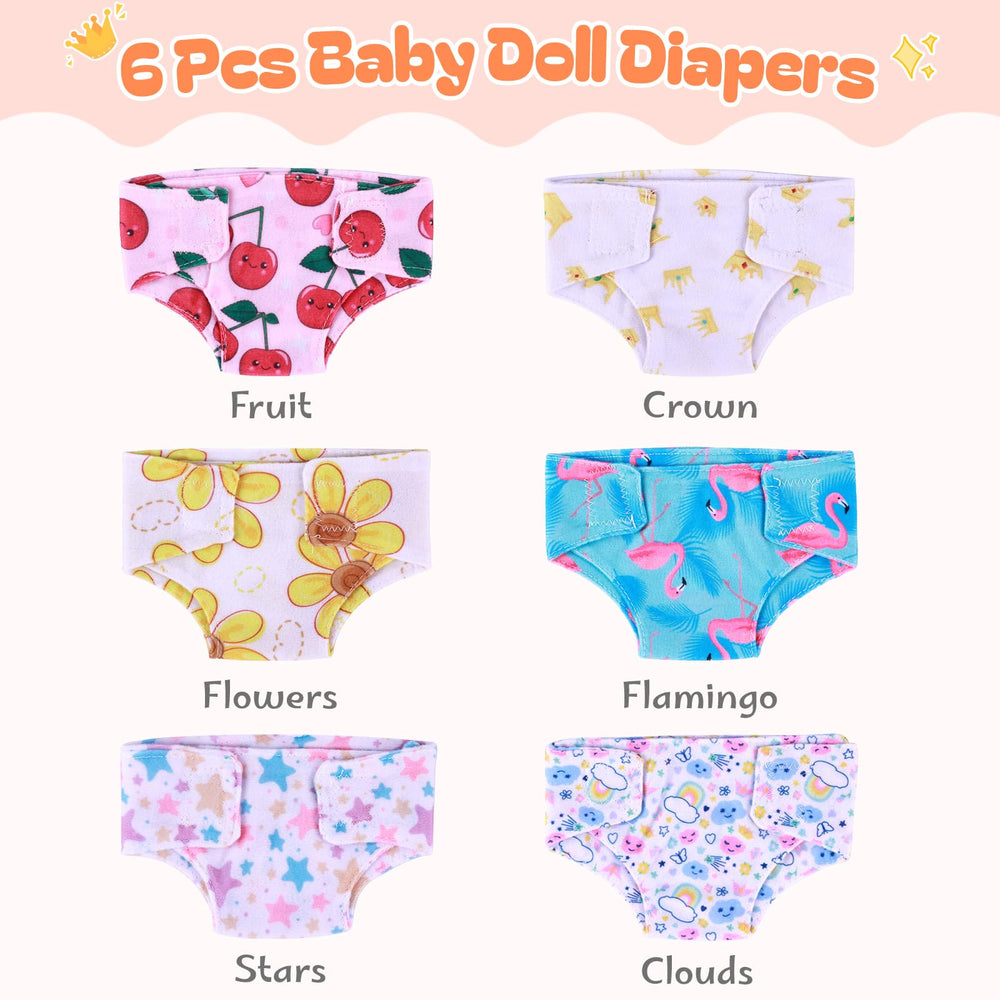 BABESIDE clouds pattern doll diapers, comfy and quick outfit changes.