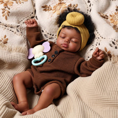 Babeside black reborn doll 17inch face close-up with lifelike features for imaginative play