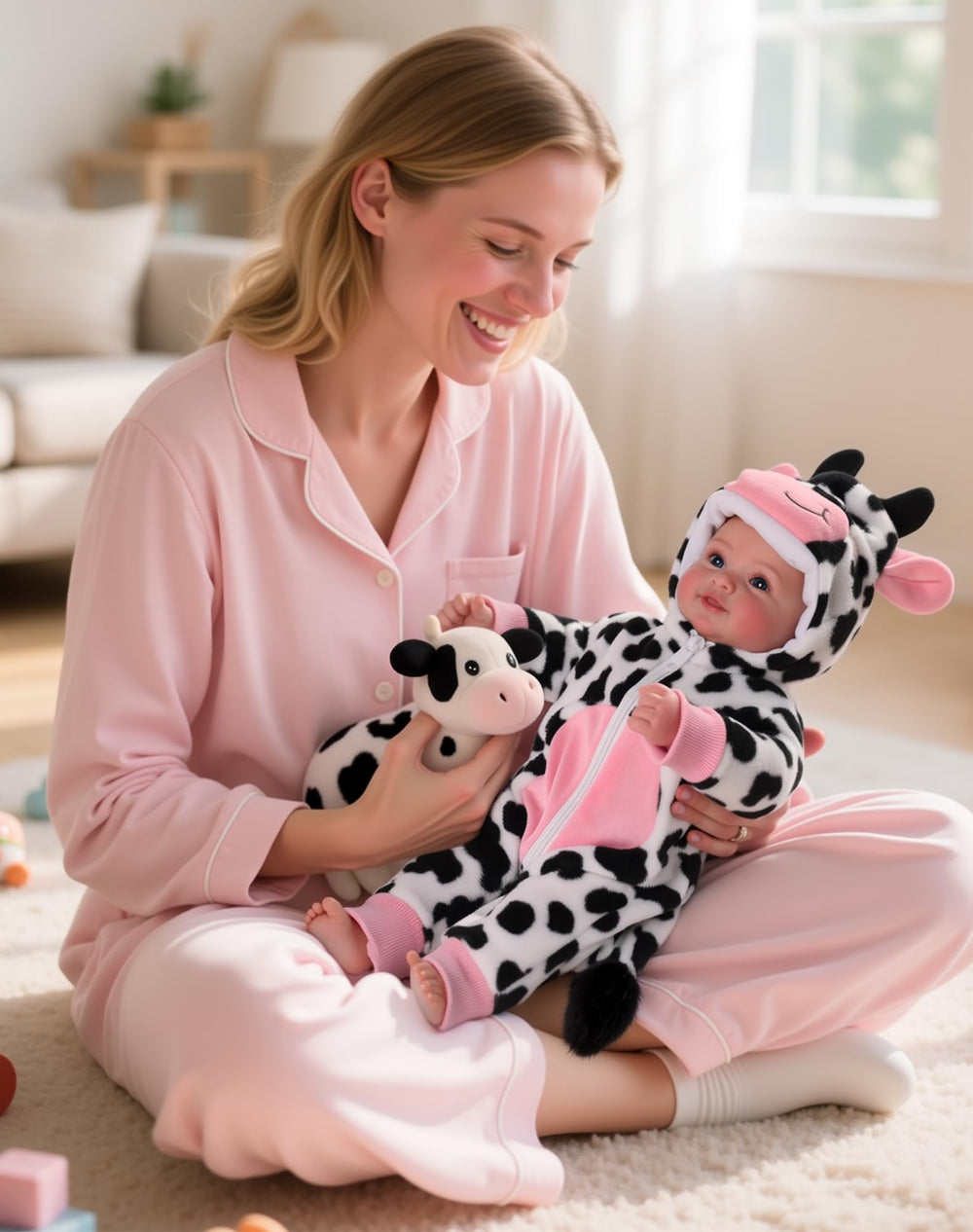 BABESIDE plush cow jumpsuit adds playful style