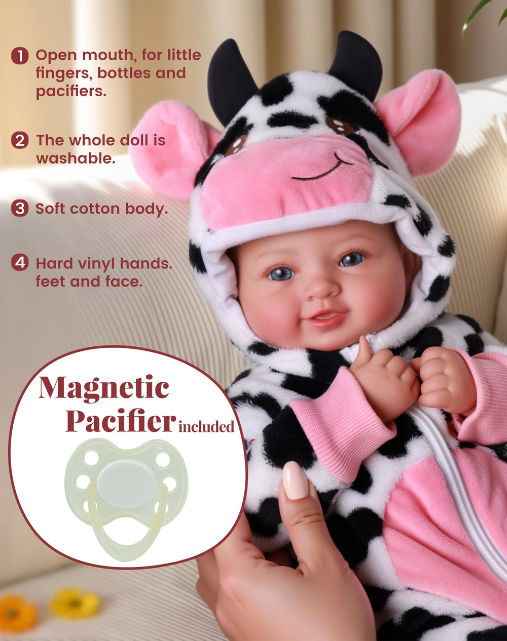 BABESIDE soft cloth body makes cuddling comfortable for small arms