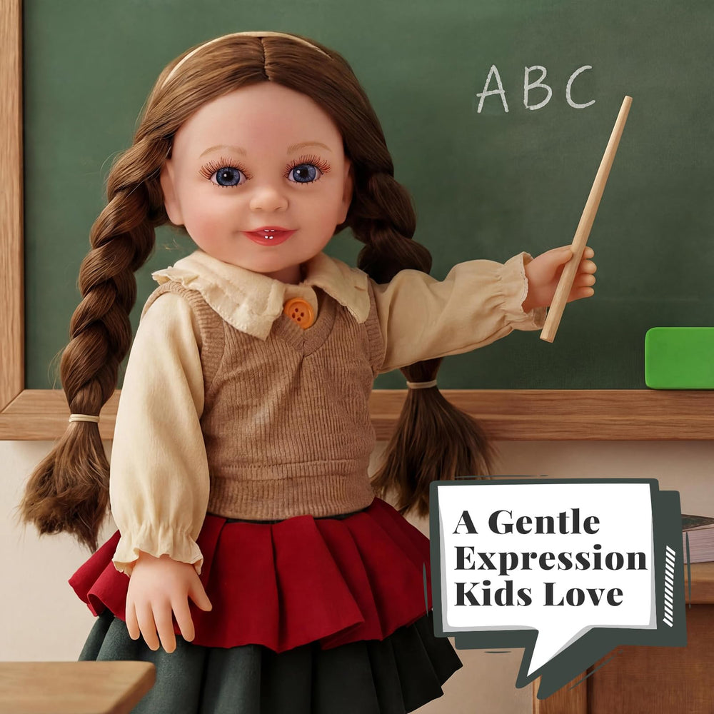 BABESIDE full vinyl body poseable doll for lifelike sitting and classroom scenes