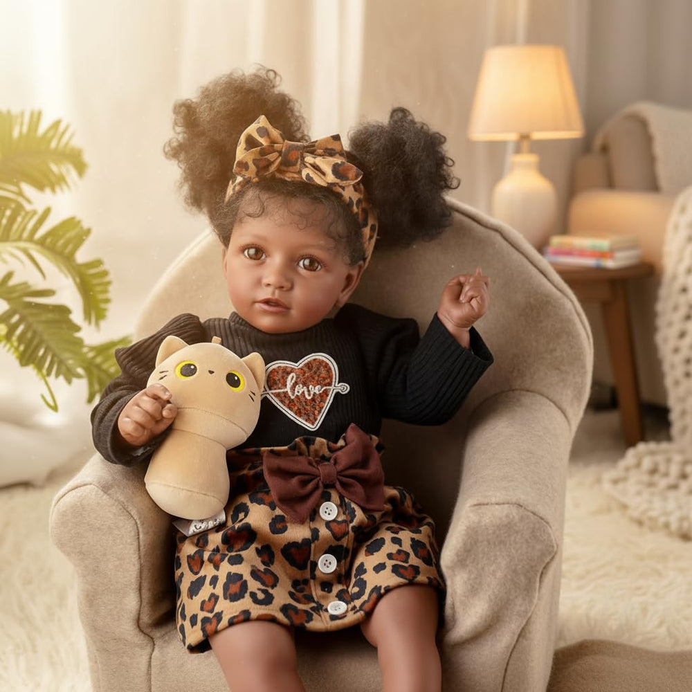 Babeside hand-rooted curls add natural texture for nurturing play.