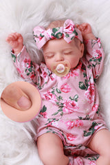 BABESIDE lifelike doll sleeping with closed eyes for comforting play