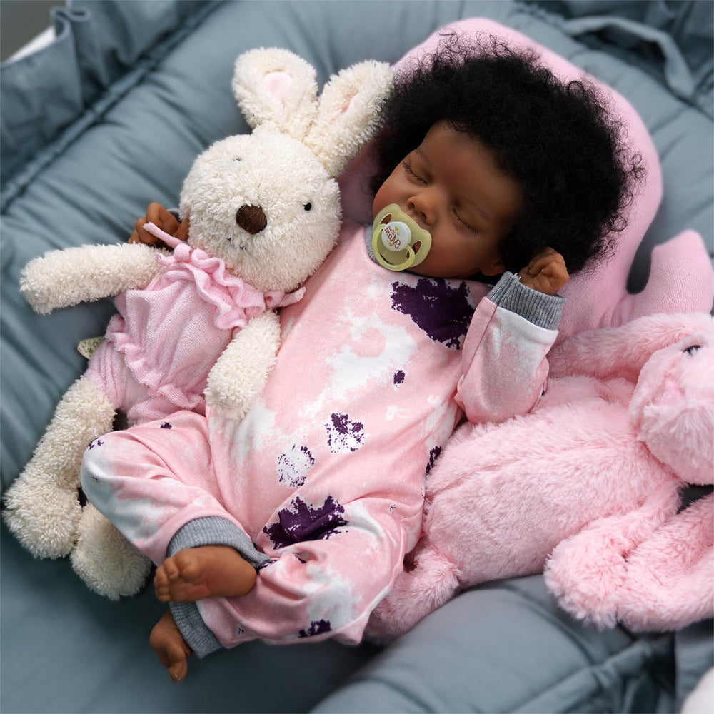 BABESIDE lifelike reborn baby doll black 17 inch with soft cloth body for gentle cuddling