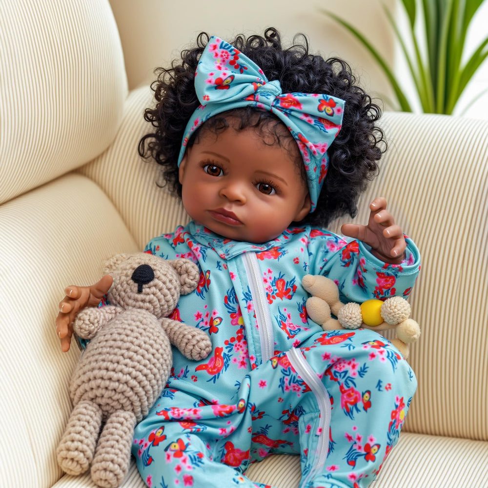 BABESIDE lifelike reborn black girl doll magnetized pacifier and bottle for realism