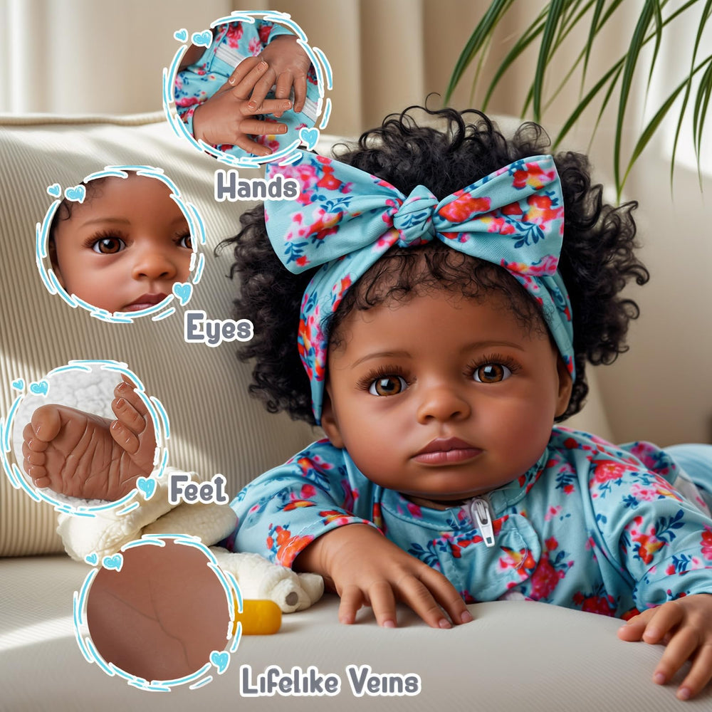 BABESIDE lifelike reborn black girl doll 18 inches with newborn clothing compatibility