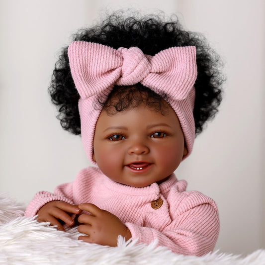 BABESIDE lifelike 17-inch reborn doll with open eyes for cuddling and display.