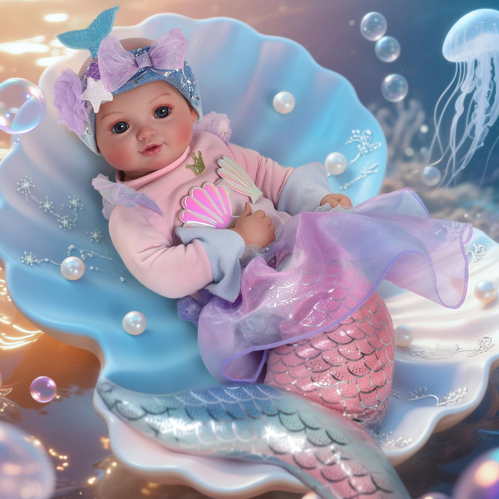BABESIDE Mermaid Doll 15-inch with shimmering tail for imaginative play
