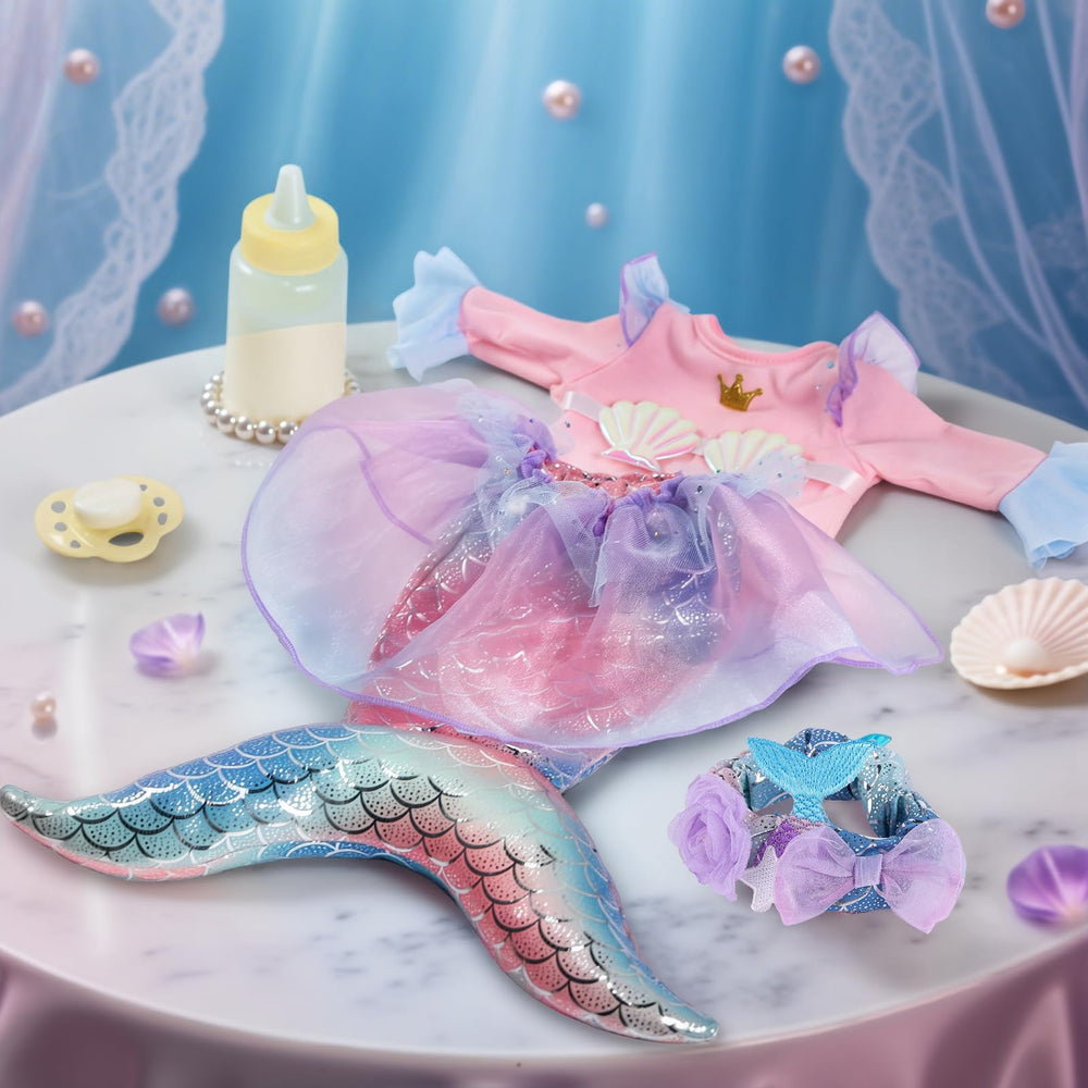 BABESIDE Mermaid Doll realistic hand and feet wrinkles enhance realism
