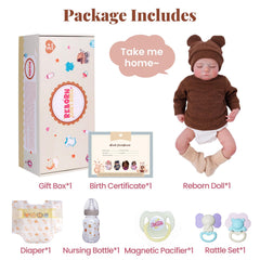 BABESIDE Reborn Baby Doll on display stand for elegant collection.