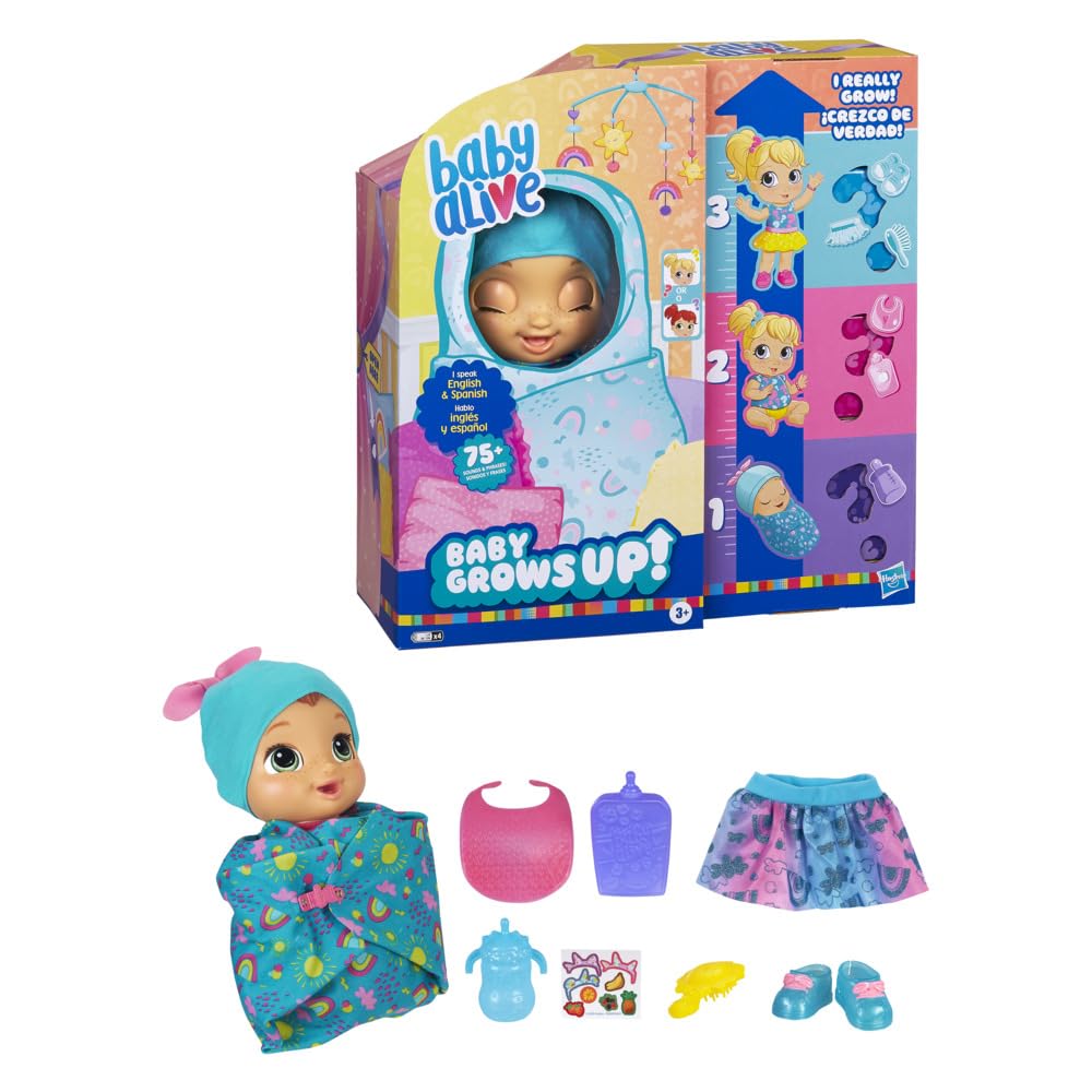 Baby Alive Baby Grows Up Happy swaddled baby invites comforting bedtime moments.