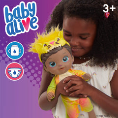 Rainbow Wildcats doll drinks and wets inviting diaper-changing pretend play