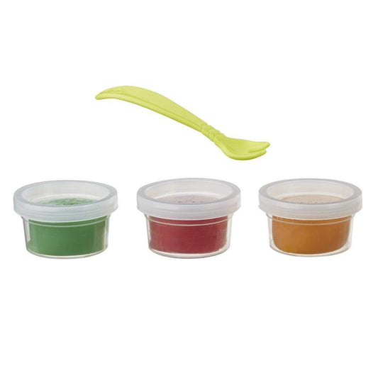 Baby Alive solid doll food refill in 3 colors for imaginative feeding play.