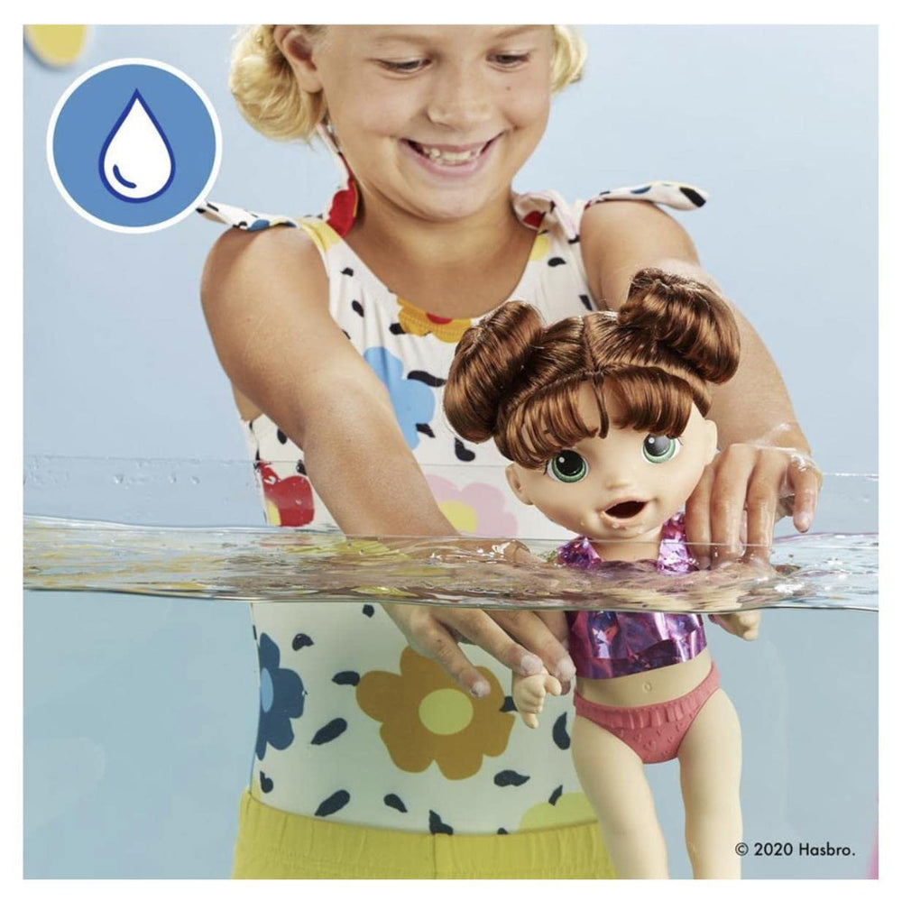 Sunshine Snacks doll wearing swimsuit top for summer dress-up and waterplay