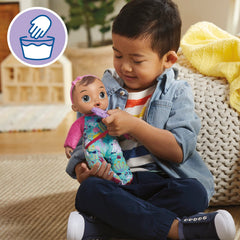 Baby Alive teether bear accessory included for sensory play.