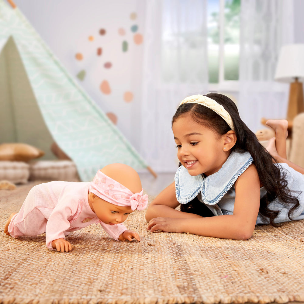 Baby Born Learn to Walk Olivia takes her first steps with caregiver support