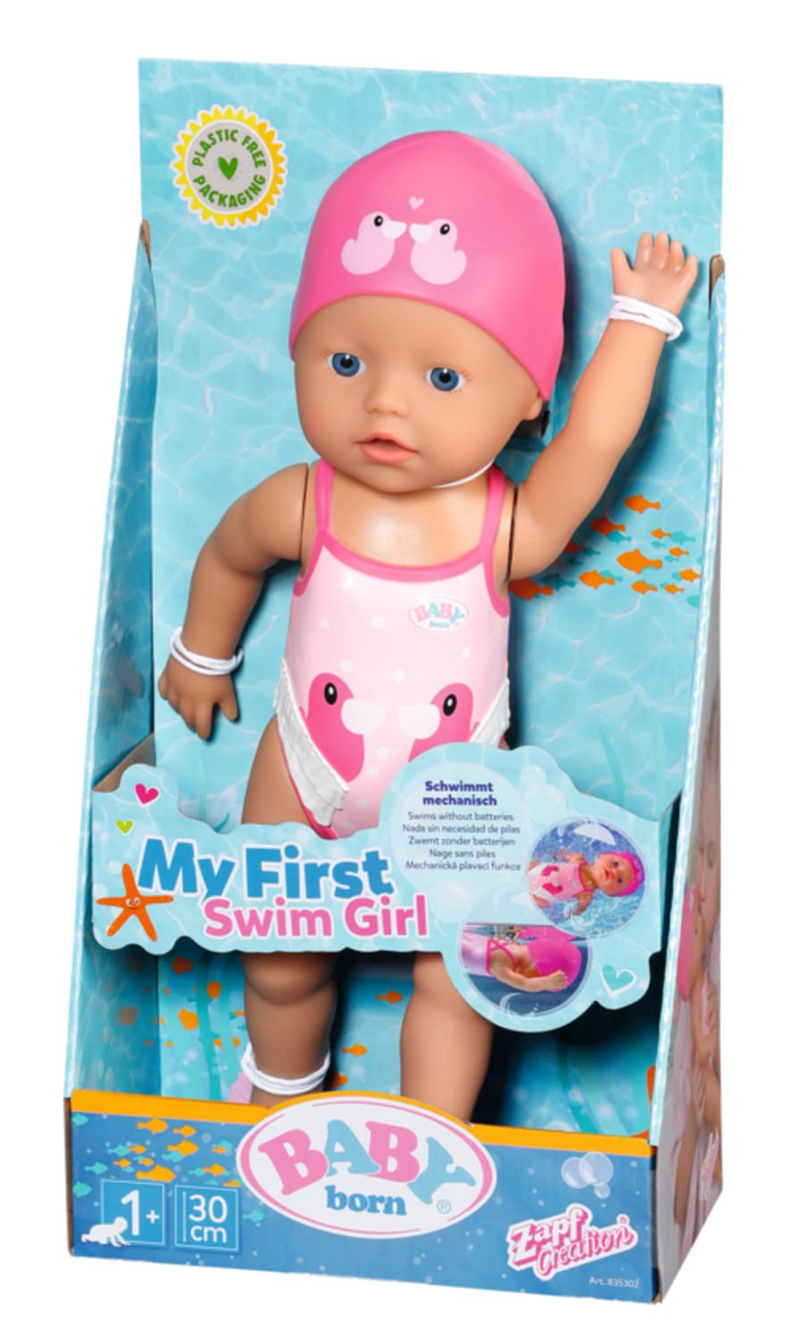 Baby Born My First Swim Girl 30 cm ideal for bath or pool time.