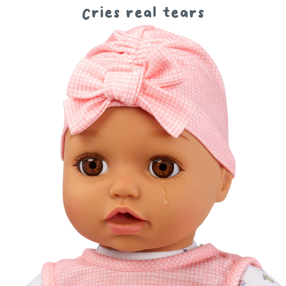 Lifelike mouth moves when bottle or pacifier is offered to Ava.