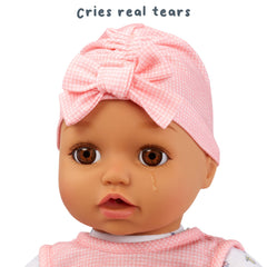 Lifelike mouth moves when bottle or pacifier is offered to Ava.