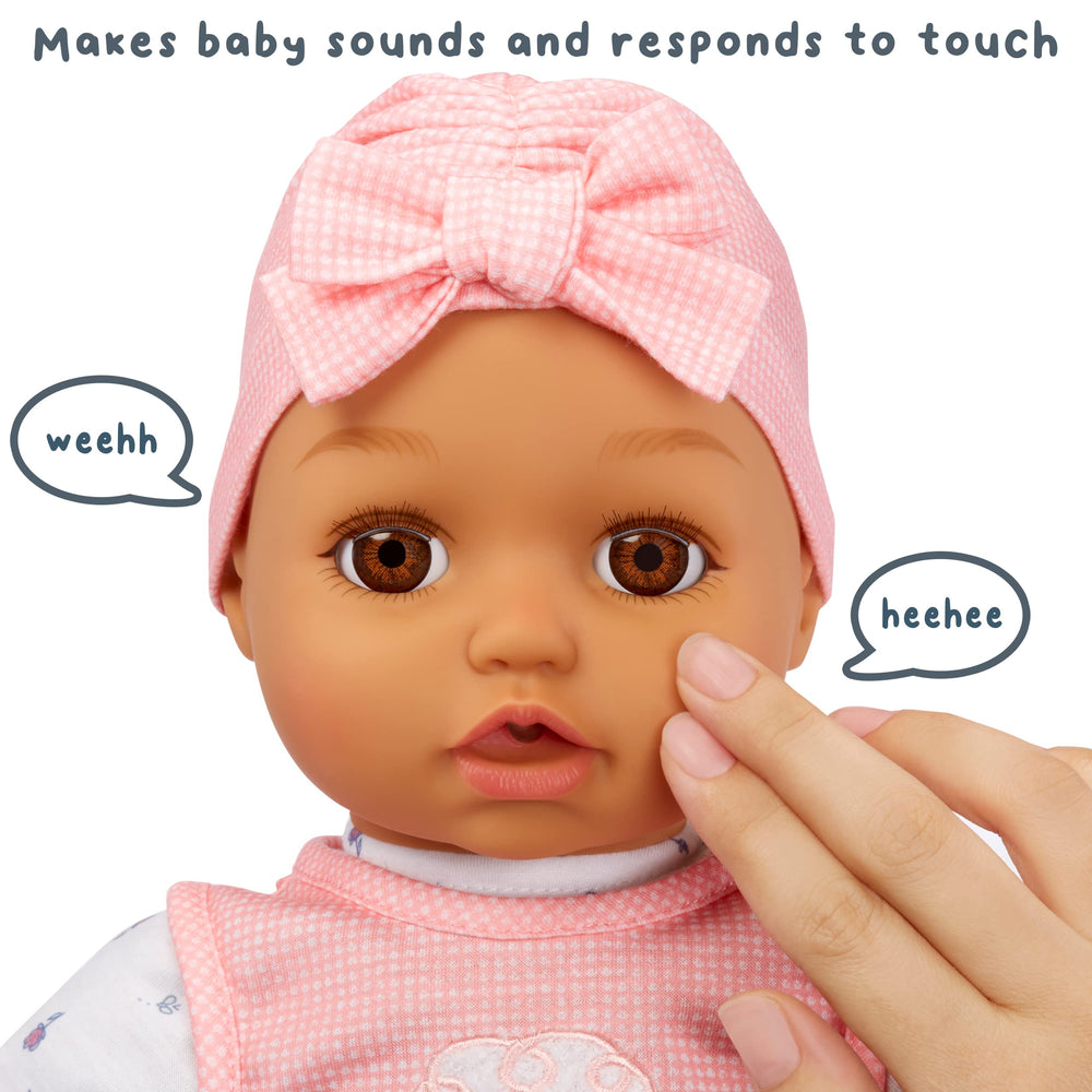 Ava cries real tears to signal needs during imaginative play.