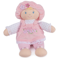 Baby GUND My First Dolly dress detail in pink and white for soft, safe play