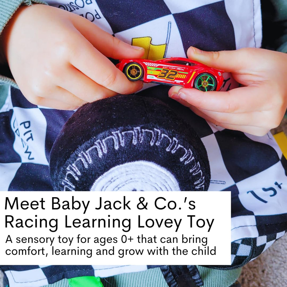 Baby Jack sensory blanket 10x10 provides compact baby comfort