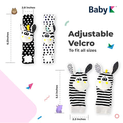 BABY K wrist rattle on baby's wrist with Velcro strap for easy wear