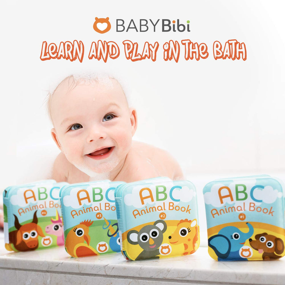 BabyBibi four-books-set-in-tub supports early literacy and exploration during baths.