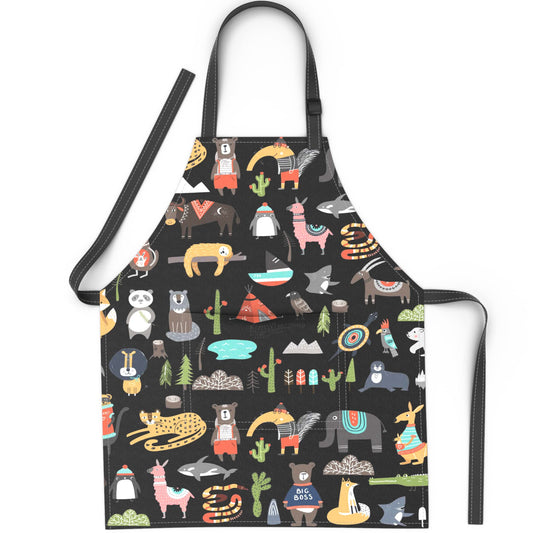 BABYBOET Animal World kids apron full view in soft cotton for mess-free activities