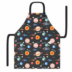 BABYBOET Cosmic Collection apron front view showing comfortable fit for kids