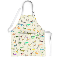 BABYBOET dinos alphabet apron front view for kids, soft cotton for daily crafts