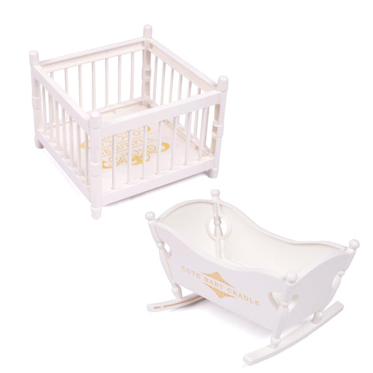 BABESIDE 3-inch baby doll playpen adds realism to the dollhouse nursery.