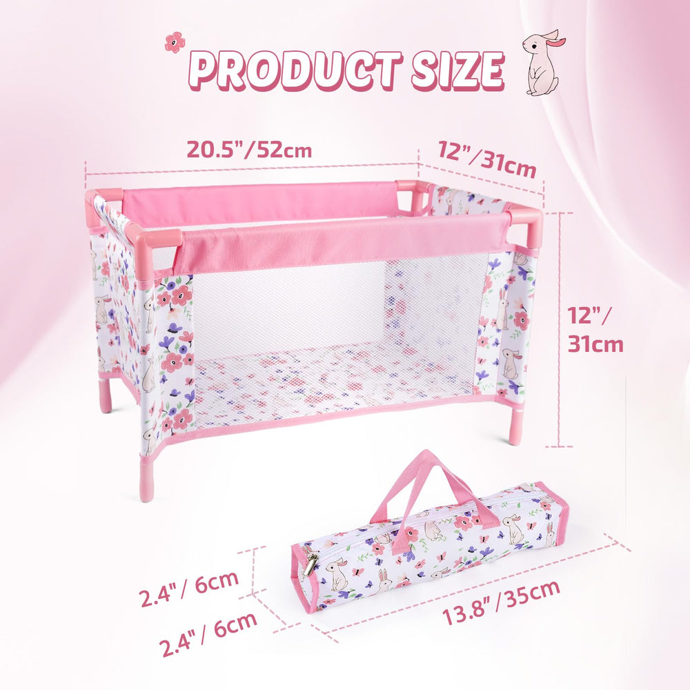 BABESIDE Doll bed with a sturdy metal base for durable play.