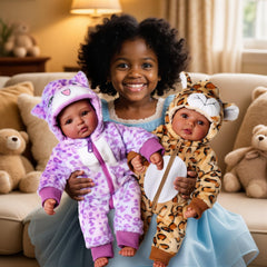 BABESIDE twin dolls with brown eyes and soft bodies for cuddling.