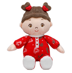Baby Starters Ruby brunette doll with embroidered facial details for safe cuddles.