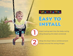 Outdoor park scene with BabySwingSling enabling smooth swing time for a child.